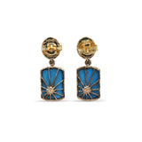 Luxury Hand Carved and Smooth Turquoise 21ct and Diamond 0.12ct Earring in 18K Gold