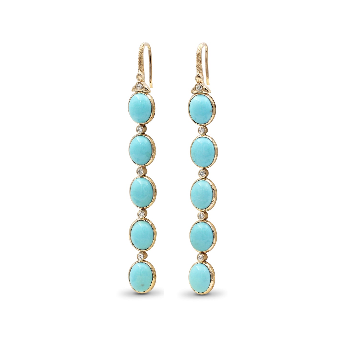 Luxury Turquoise 20ct and Diamond 0.35ct Earring in 18K Gold