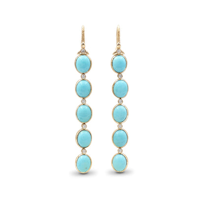 Luxury Turquoise 20ct and Diamond 0.35ct Earring in 18K Gold