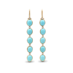 Luxury Turquoise 20ct and Diamond 0.35ct Earring in 18K Gold