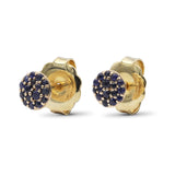 Luxury Blue Sapphire Pave Stud Earring in 18K Gold