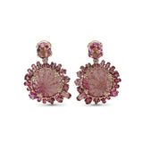 Luxury Pink Tourmaline 36ct and Diamond 0.20ct Earring in 18K Gold
