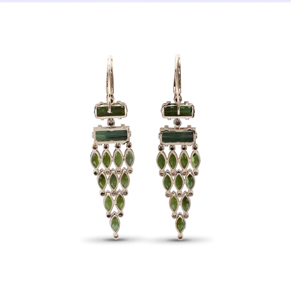 Luxury Green Tourmaline 15.25ct and Diamond 0.35ct Earring in 18K Gold