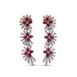 Sunray Ruby 4.60ct and Diamond 1.20ct Earring in 18K Gold