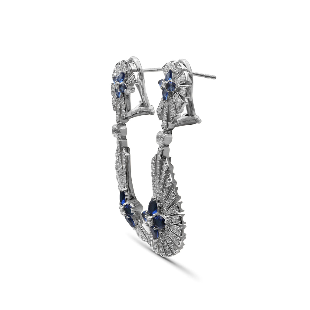 Sunray Sapphire 2.35ct and Diamond 2.05ct Earring in 18K Gold