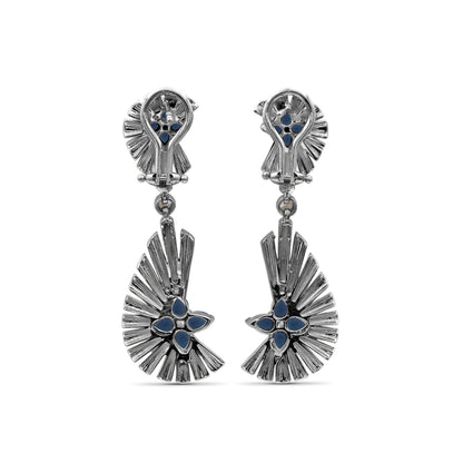 Sunray Sapphire 2.35ct and Diamond 2.05ct Earring in 18K Gold
