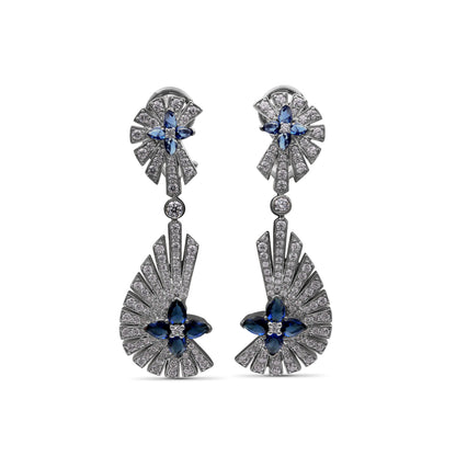 Sunray Sapphire 2.35ct and Diamond 2.05ct Earring in 18K Gold