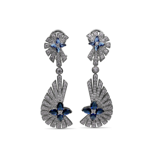 Sunray Sapphire 2.35ct and Diamond 2.05ct Earring in 18K Gold