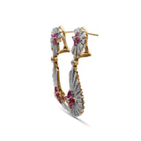 Sunray Ruby 2.20ct and Diamond 2.05ct Earring in 18K Gold