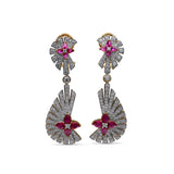 Sunray Ruby 2.20ct and Diamond 2.05ct Earring in 18K Gold