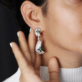 Sunray Emerald 1.60ct and Diamond 2.05ct Earring in 18K Gold