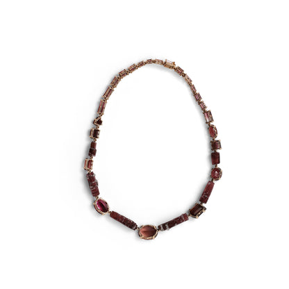 Luxury Faceted and Natural Formation Pink Tourmaline and Diamond 0.90ct Necklace in 18K Gold