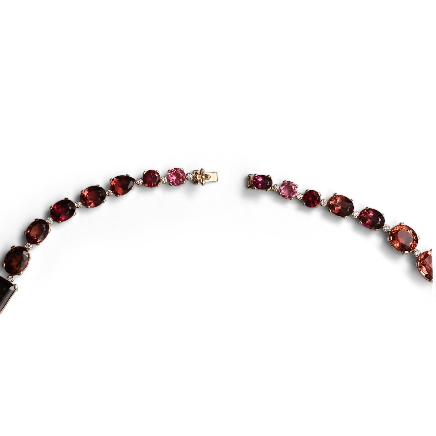 Luxury Faceted and Natural Formation Pink Tourmaline 300ct and Diamond 1.00ct Necklace in 18K Gold