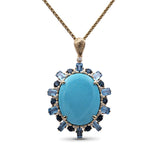 Luxury Turquoise 28ct Swiss and London Blue Topaz 11.3ct and Diamond 0.25ct Pendant in 18K Gold