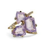 Luxury Lavender Moon Quartz and Diamond 0.40ct Ring in 18K Gold