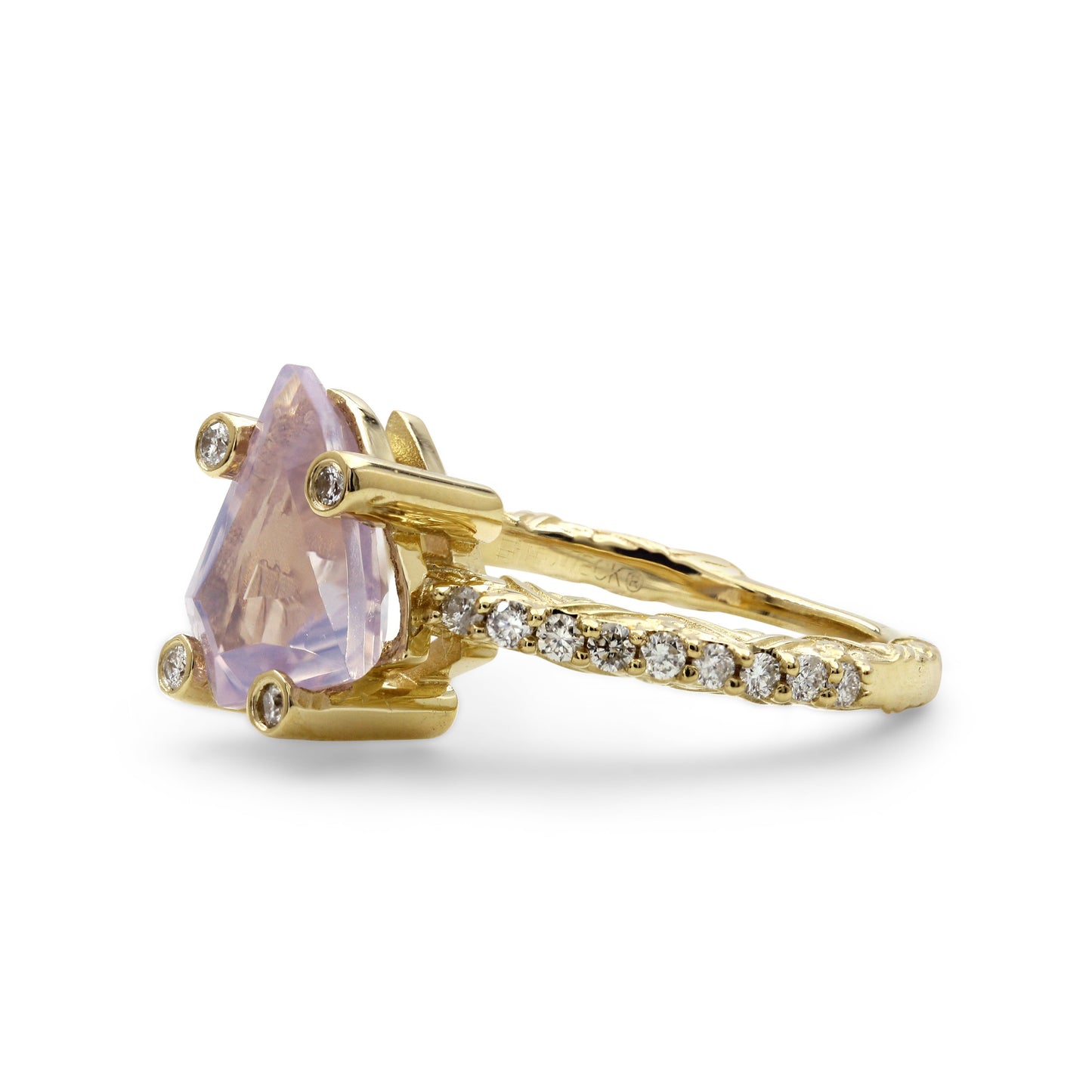 Luxury Lavender Moon Quartz and Diamond 0.30ct Ring in 18K Gold
