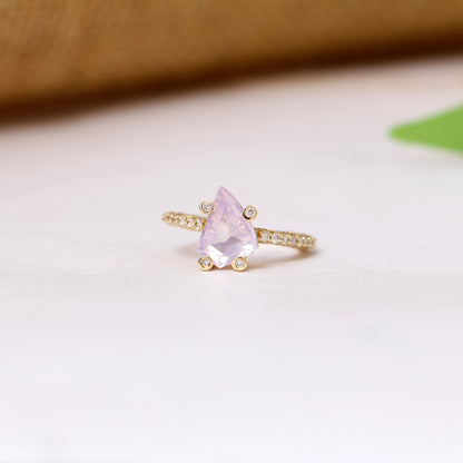 Luxury Lavender Moon Quartz and Diamond 0.30ct Ring in 18K Gold