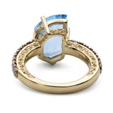 Luxury Blue Topaz and Diamond 11.90ct Ring in 18K Gold