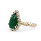 Luxury Emerald 3ct and Diamond 0.35ct Ring in 18K Gold