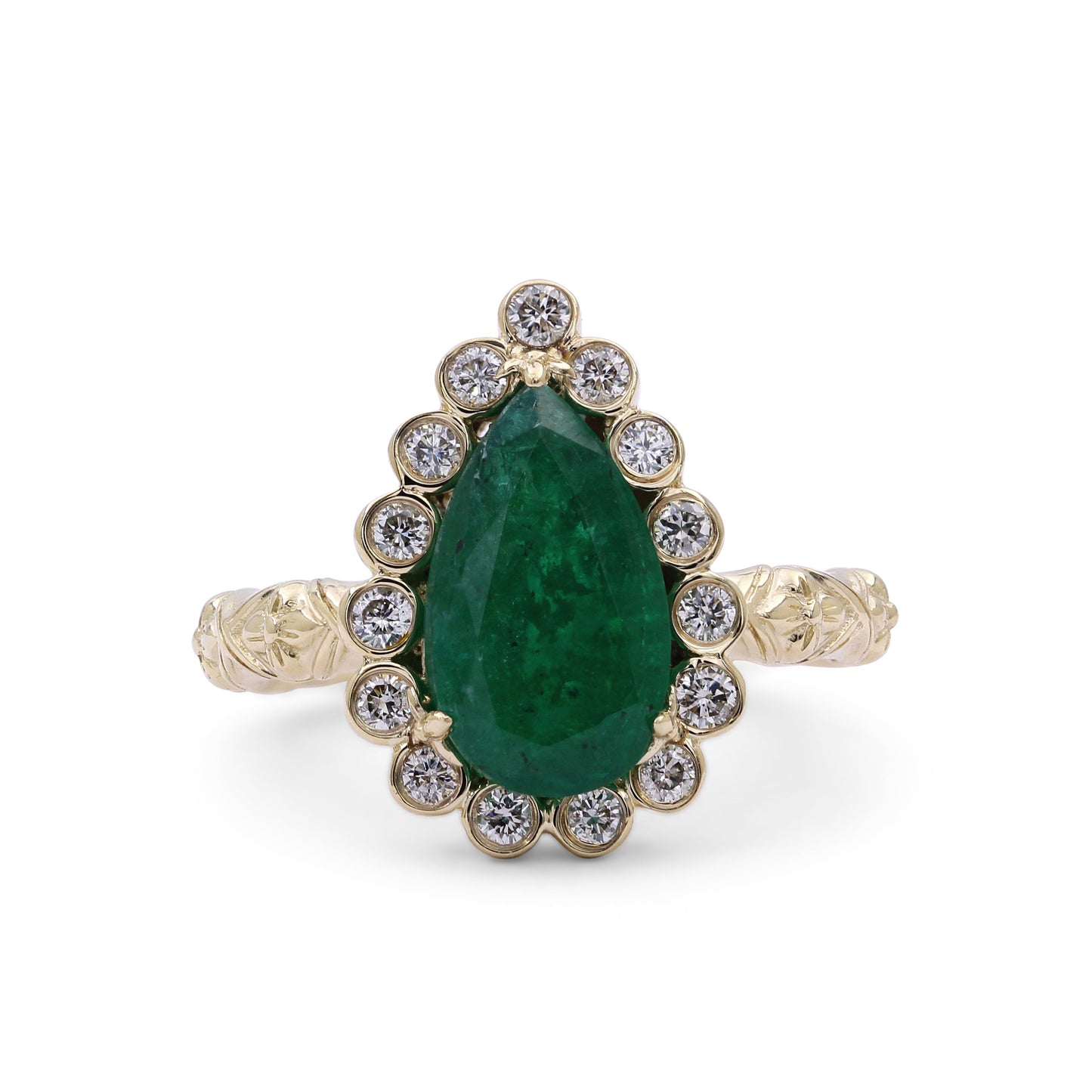 Luxury Emerald 3ct and Diamond 0.35ct Ring in 18K Gold