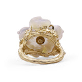 Luxury Hand Carved Mother of Pearl and Diamond 0.25ct Ring in 18K Gold