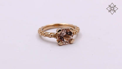 Luxury 8MM Morganite Ring in 18k Gold