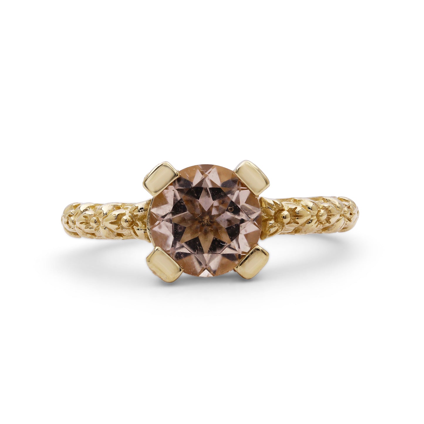 Luxury 8MM Morganite Ring in 18k Gold