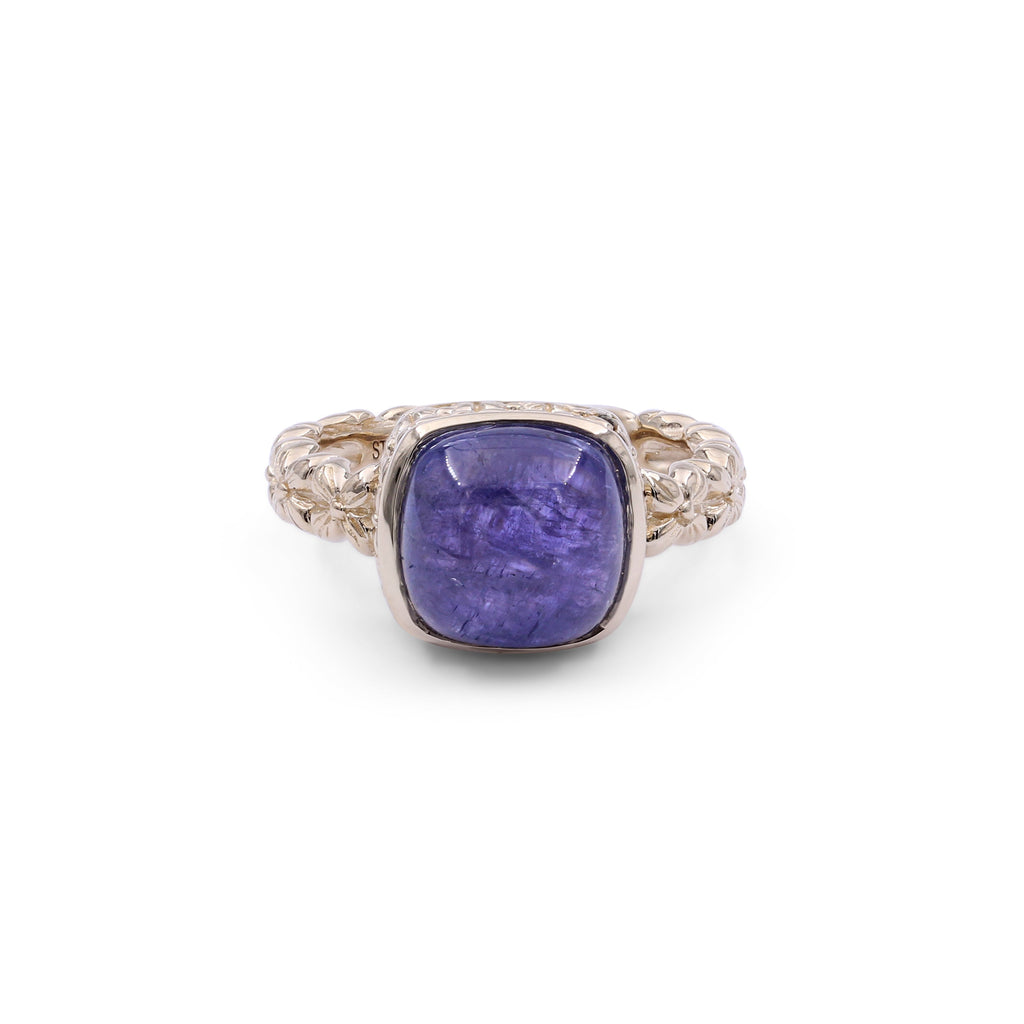Luxury Tanzanite 7.15ct Cabochon Ring in 18K Gold