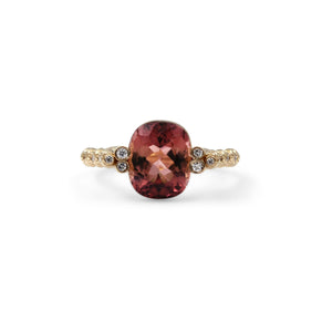 Luxury Pink Tourmaline and Diamond 0.20ct Ring in 18K Gold