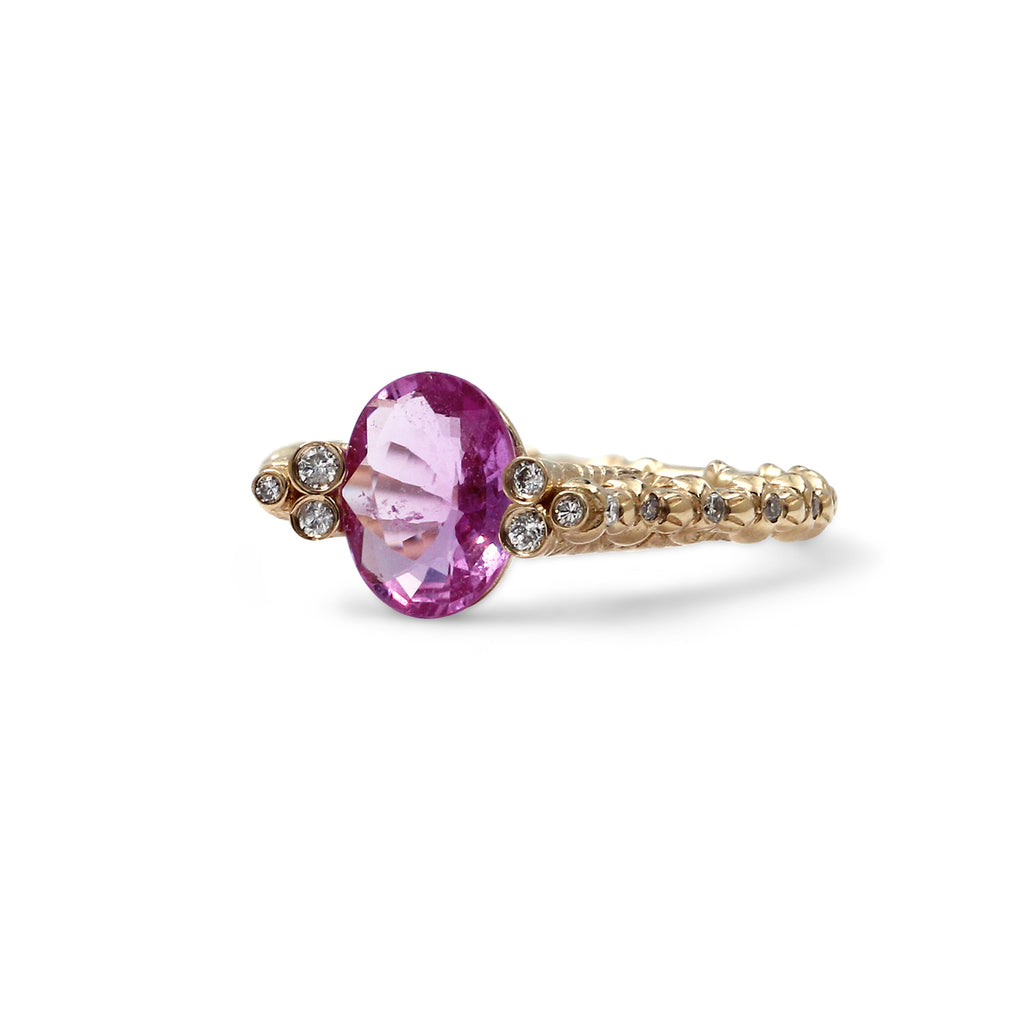 Luxury Pink Sapphire and Diamond 0.20ct Ring in 18K Gold