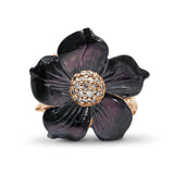 Luxury Hand Carved Dark Champagne and Diamond 0.25ct Ring in 18K Rose Gold