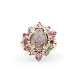 Luxury Matrix Opal 4.4ct Tourmaline 2.4ct and Diamond 0.15ct Ring in 18K Gold