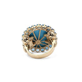 Luxury Turquoise 16.6ct Blue Topaz 3.9ct and Diamond 0.20ct Ring in 18K Gold