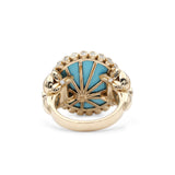 Luxury Hand Carved Turquoise 12.5ct and Diamond 0.45ct Ring in 18K Gold