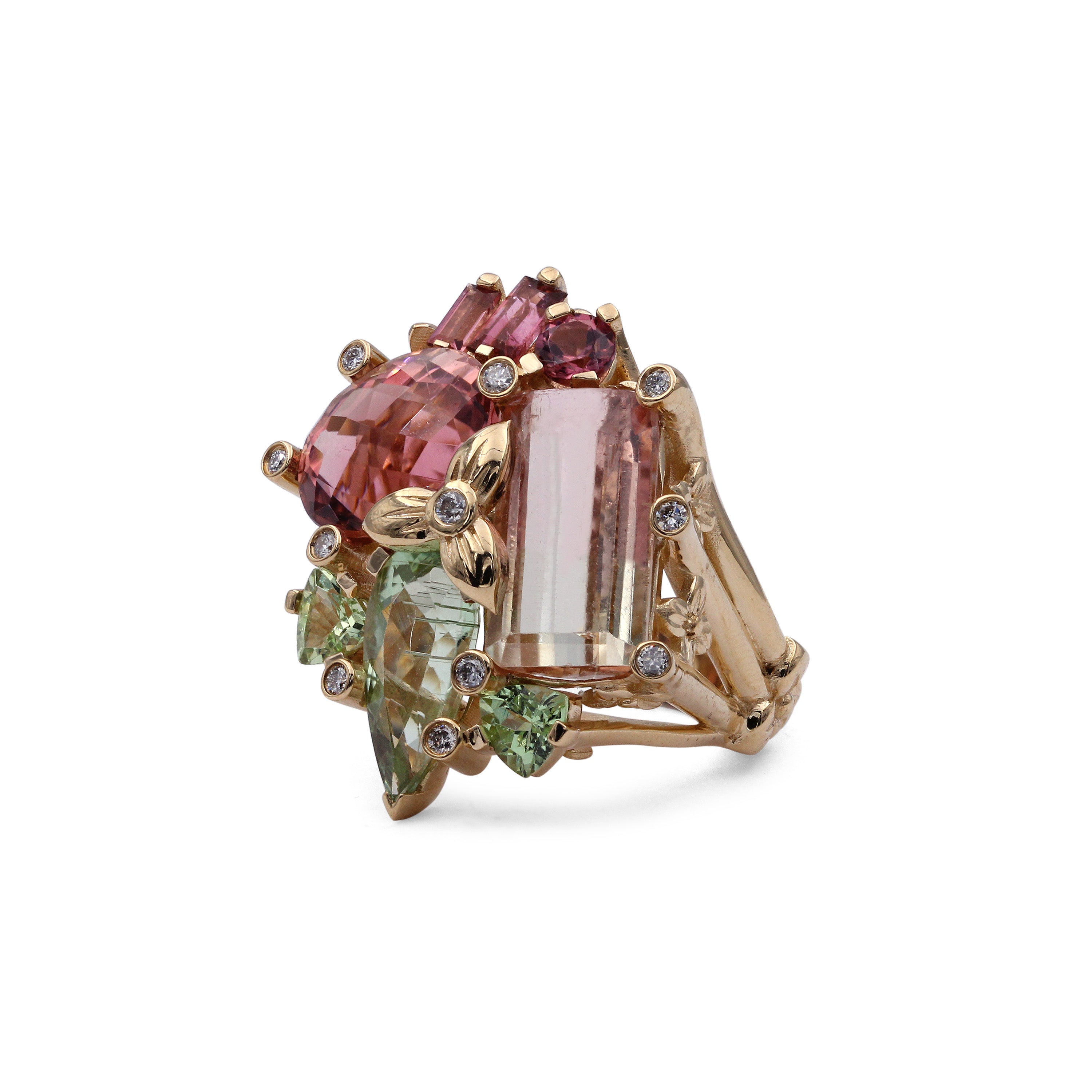 Luxury Tourmaline 14.55ct and Diamond 0.15ct Ring in 18K Gold