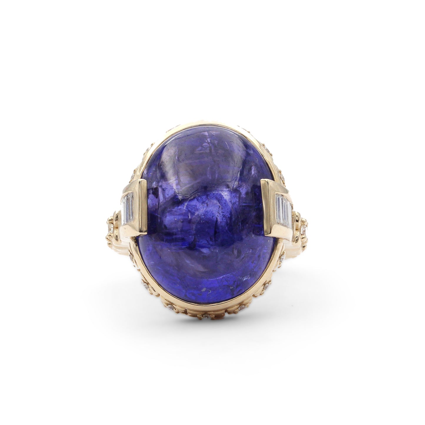 Luxury Tanzanite 29.1ct and Diamond 1.30ct Ring in 18K Gold