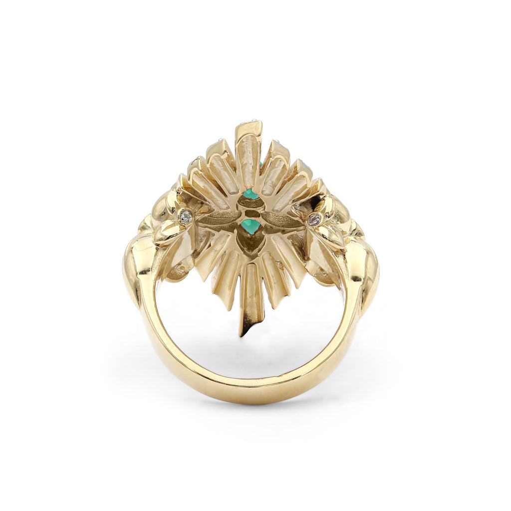 Sunray Emerald 0.85ct and Diamond 0.70ct Ring in 18K Gold