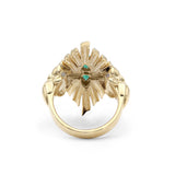 Sunray Emerald 0.85ct and Diamond 0.70ct Ring in 18K Gold