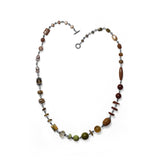 Garden of Stephen Turquoise Agate Flourite Jade Amber Carnelian Smoky Quartz Crazy Lace Agate Rutilated Quartz Pearls Moonstone and Aragonite Necklace in Sterling Silver