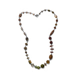 Garden of Stephen Turquoise Agate Flourite Jade Amber Carnelian Smoky Quartz Crazy Lace Agate Rutilated Quartz Pearls Moonstone and Aragonite Necklace in Sterling Silver