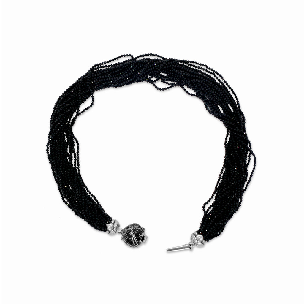 Black Spike Necklace with Slider Clasp