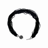 Garden of Stephen Black Spinel Multi-Strand Necklace in Sterling Silver with Black Spinel Pave Sunray Ball Clasp