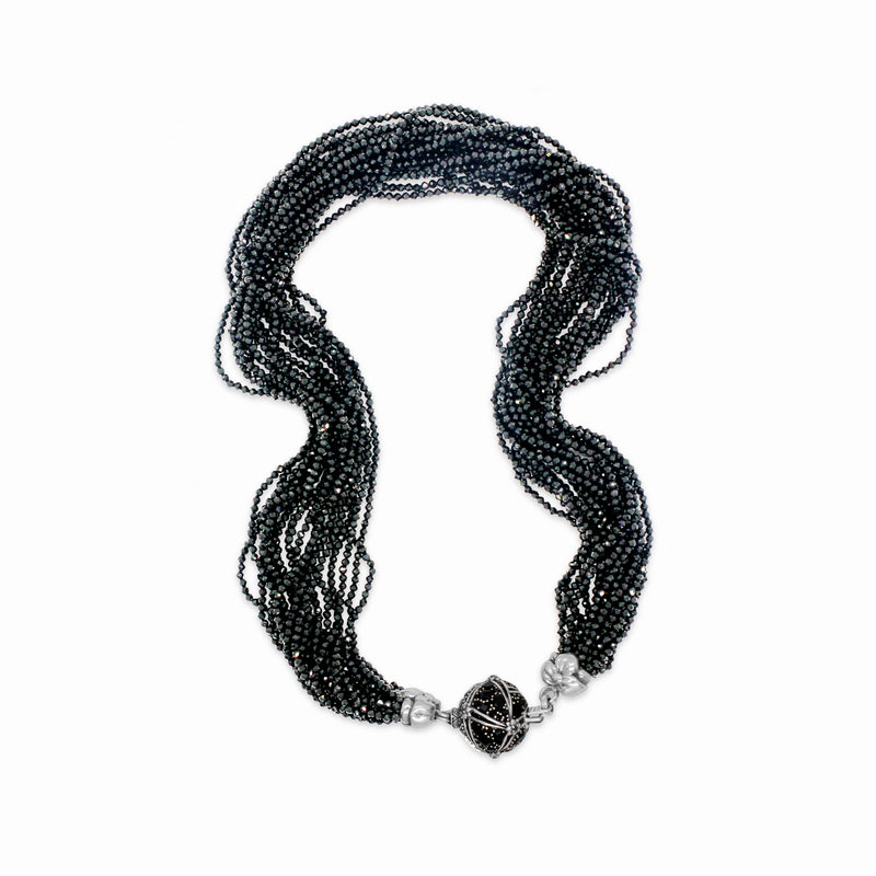 Black & White Multi-Strand Seed Bead Necklace - Gorge… - Gem