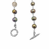 Garden of Stephen 925 Multi Stone Toggle Necklace in Sterling Silver