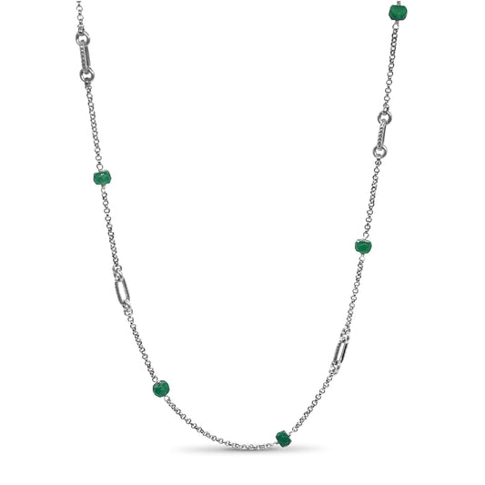 Garden of Stephen Green Agate Link Chain Necklace in Sterling Silver