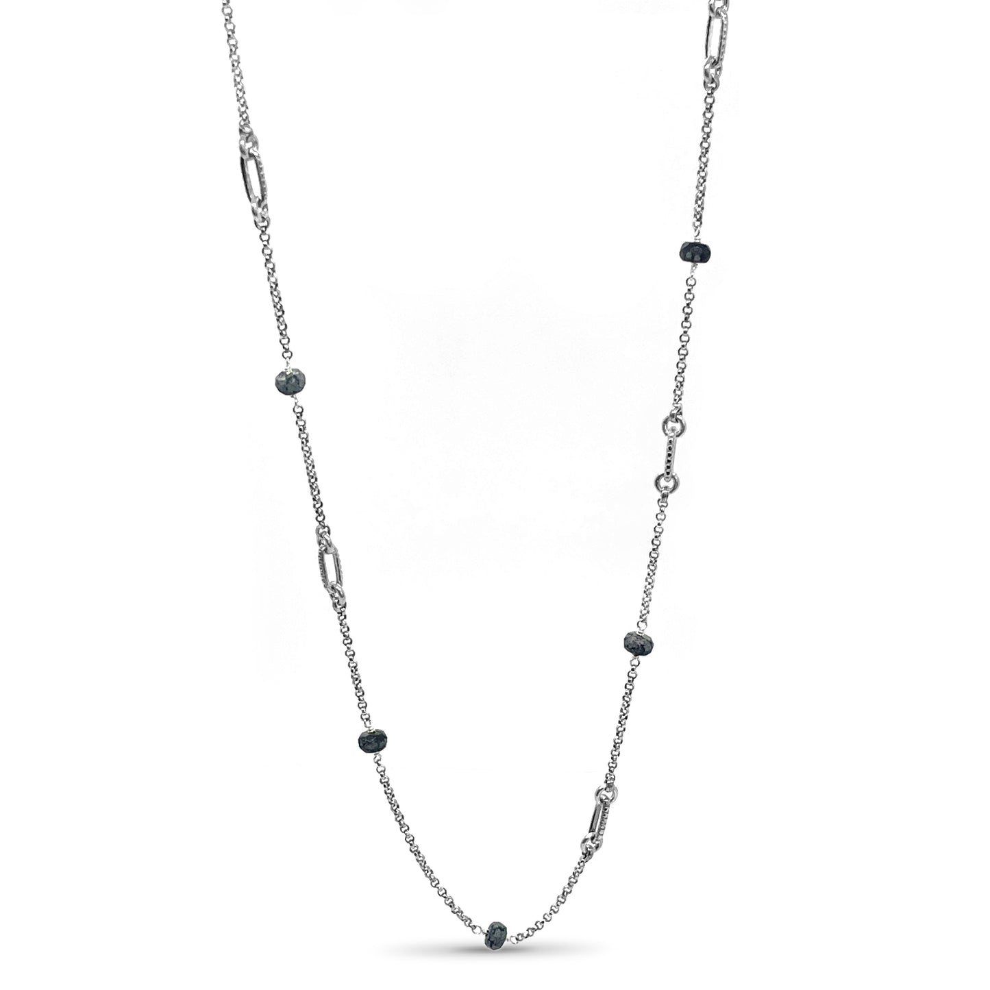 Garden of Stephen Opal Dendrite Link Chain Necklace in Sterling Silver