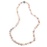 Pearlicious 38" Baroque White, Natural, Pink, and Lavender Pearl Necklace with Sterling Silver