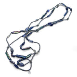 Pearlicious Pearl Faceted Blue Iolite and Labradorite Necklace in Sterling Silver - 72 Inch