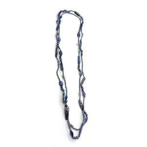 Pearlicious Pearl Faceted Blue Iolite and Labradorite Necklace in Sterling Silver - 72 Inch