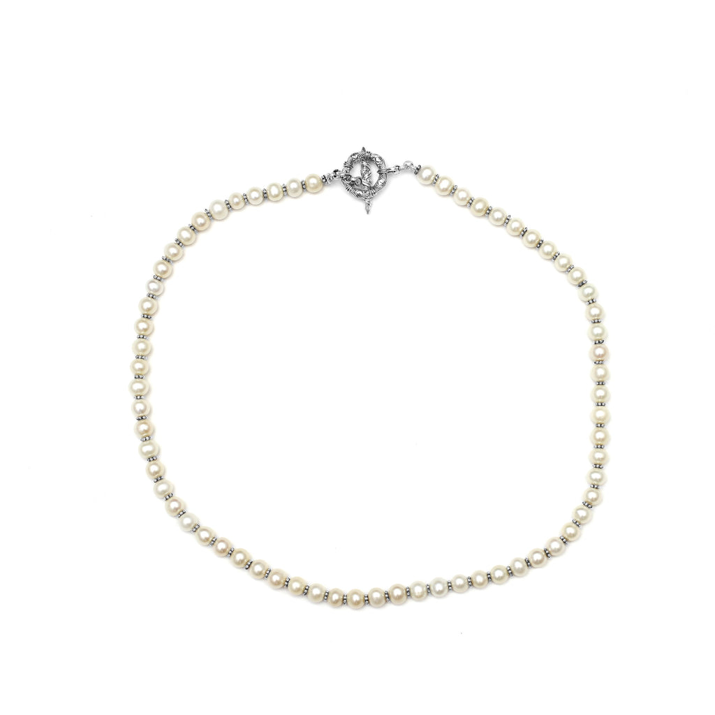 Pearlicious 7MM Round White Pearl Necklace in Sterling Silver